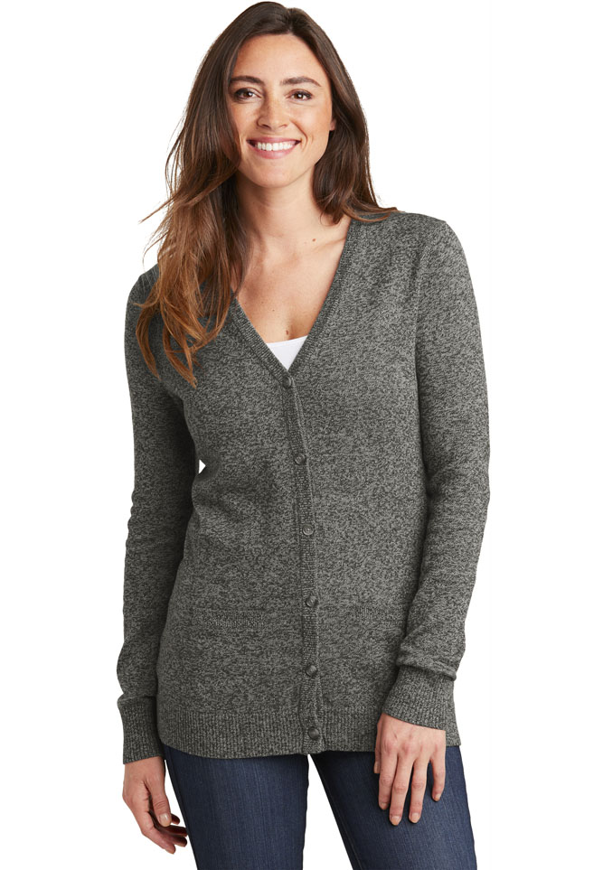 Port Authority Ladies Marled Cardigan Sweater | My Place